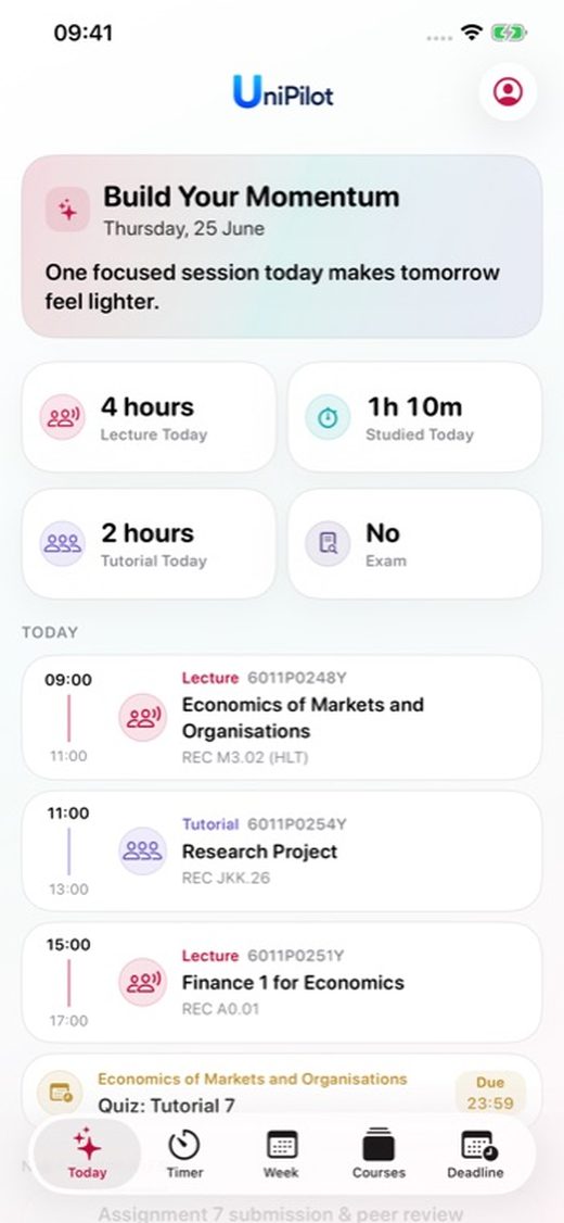 UniPilot daily dashboard